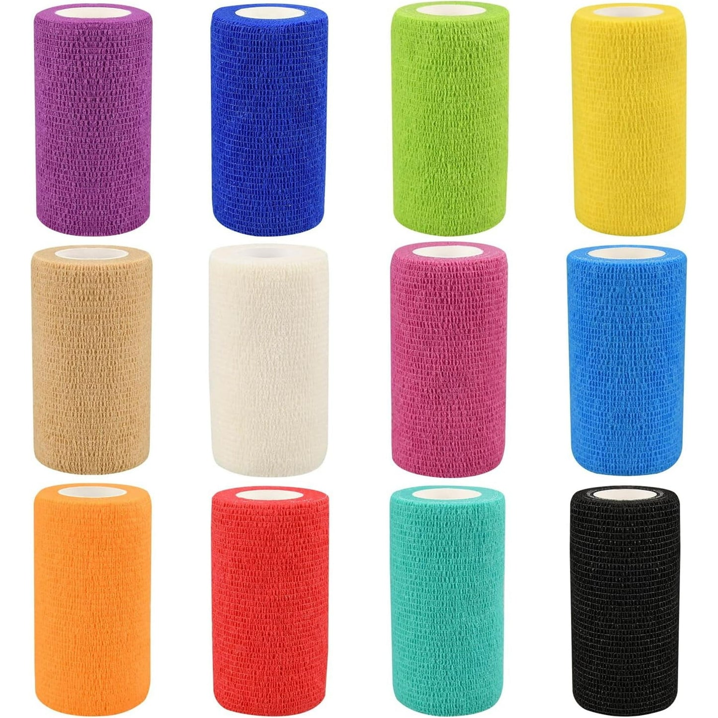 Naltars 12 Pack 4 Inches x 5 Yards Self Adhesive Bandage Breathable Cohesive Wrap Rolls Elastic Self-Adherent Tape for Stretch Athletic, Sports, Wrist, Ankle | Vet Wrap for Animal & Pets (Rainbow)