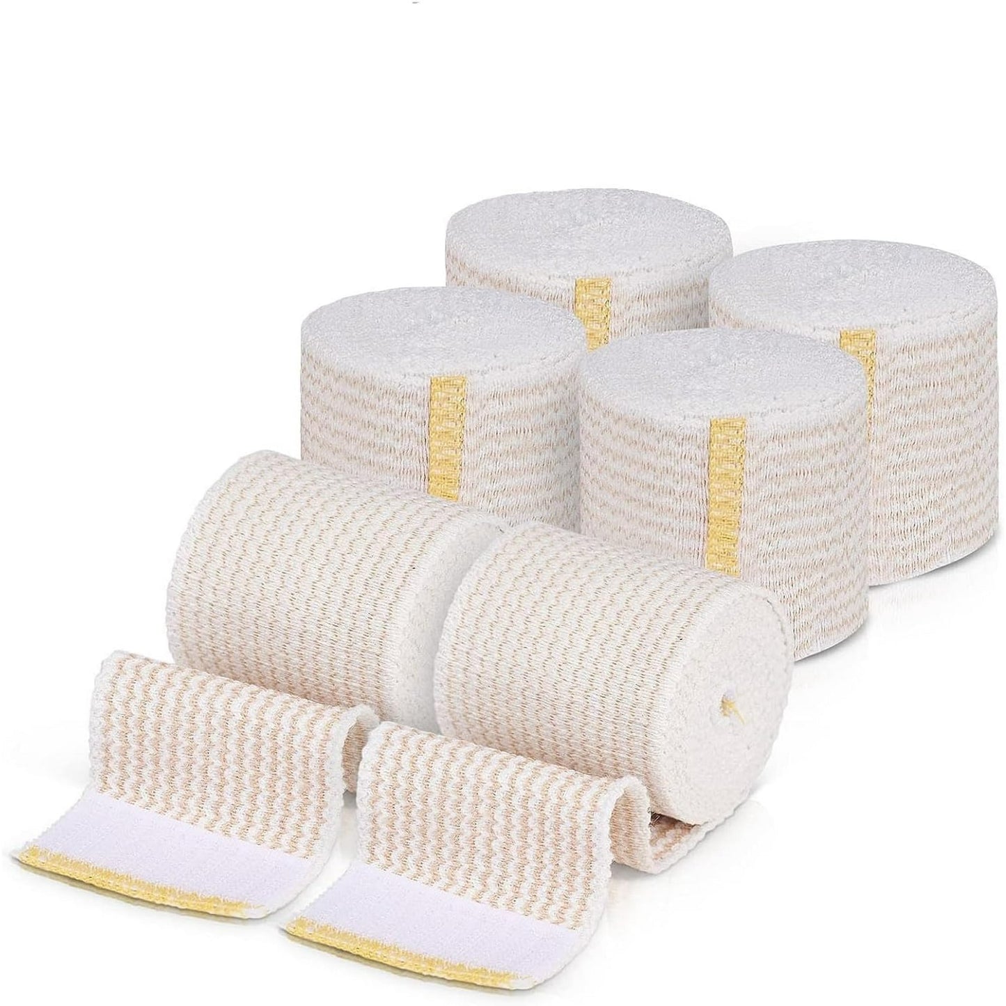 Naltars 6 Pack Cotton Elastic Bandage | Ace Wrap with Velcro 2 inch x 15 feet Hook and Loop Closure | Reusable Compression Bandage