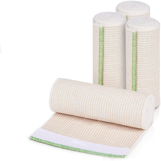 Naltars 4 Pack Cotton Elastic Bandage | Ace Wrap with Velcro 6 inch x 15 feet Hook and Loop Closure | Reusable Compression Bandage