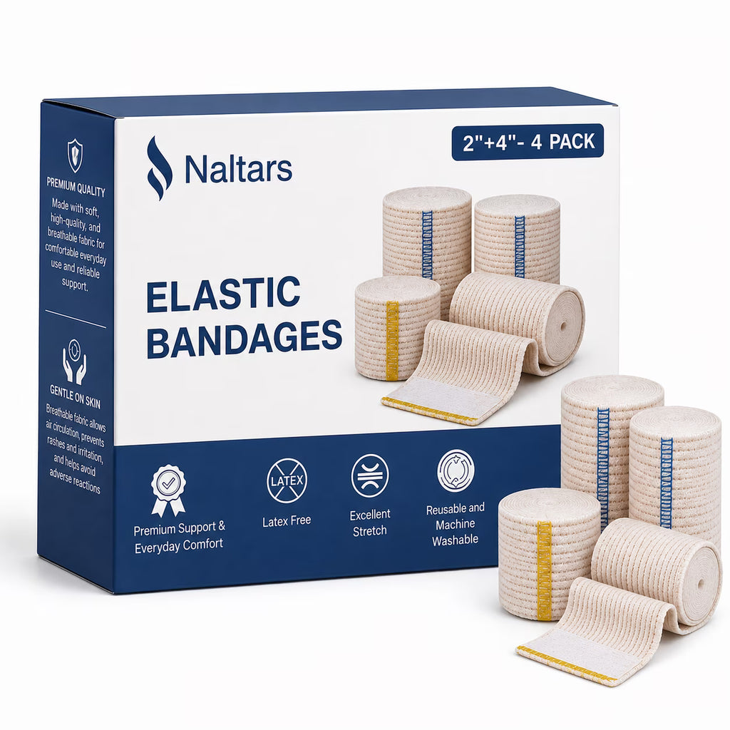 Naltars Cotton Elastic Bandage | Ace Wrap with Velcro Hook and Loop Closure | Reusable Compression Bandage