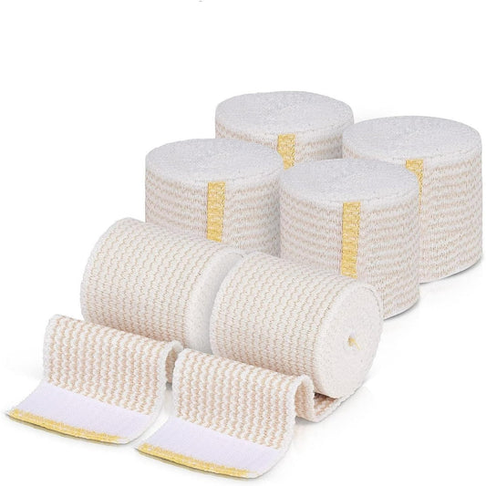 Naltars 6 Pack Cotton Elastic Bandage | Ace Wrap with Velcro 2 inch x 15 feet Hook and Loop Closure | Reusable Compression Bandage