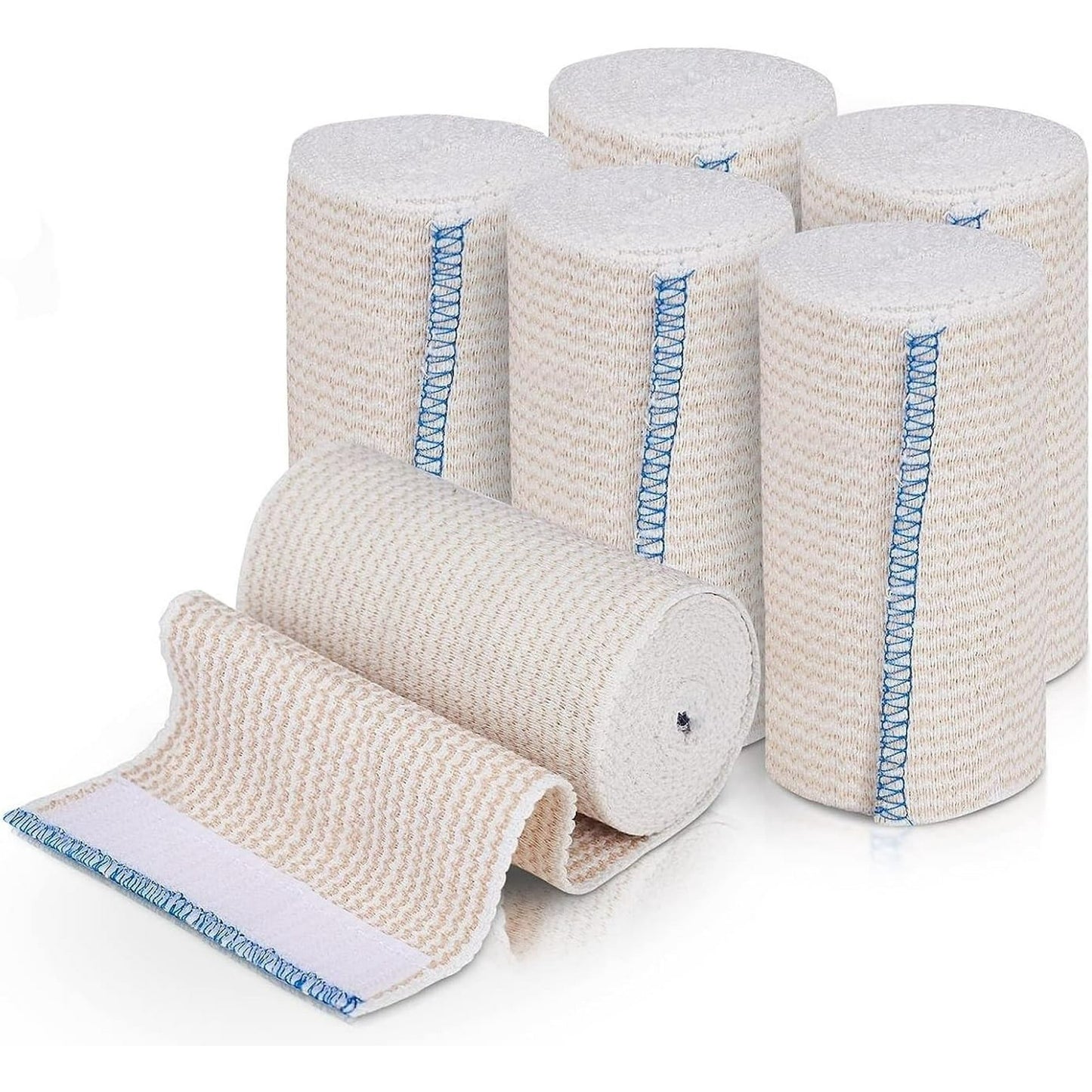 Naltars 6 Pack Cotton Elastic Bandage | Ace Wrap with Velcro 4 inch x 15 feet Hook and Loop Closure | Reusable Compression Bandage