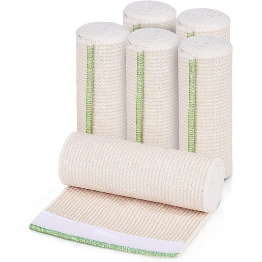 Naltars 6 Pack Cotton Elastic Bandage | Ace Wrap with Velcro 6 inch x 15 feet Hook and Loop Closure | Reusable Compression Bandage