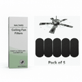 Naltars Ceiling Fan Air Purifier Pads | Activated Coconut Shell Carbon Fan Filters Trap Dust | Easy-Stick Universal Pack of 5