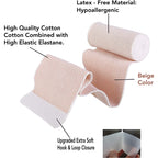 Naltars Cotton Elastic Bandage | Ace Wrap with Velcro Hook and Loop Closure | Reusable Compression Bandage