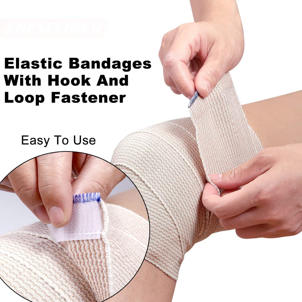 Naltars Cotton Elastic Bandage | Ace Wrap with Velcro Hook and Loop Closure | Reusable Compression Bandage