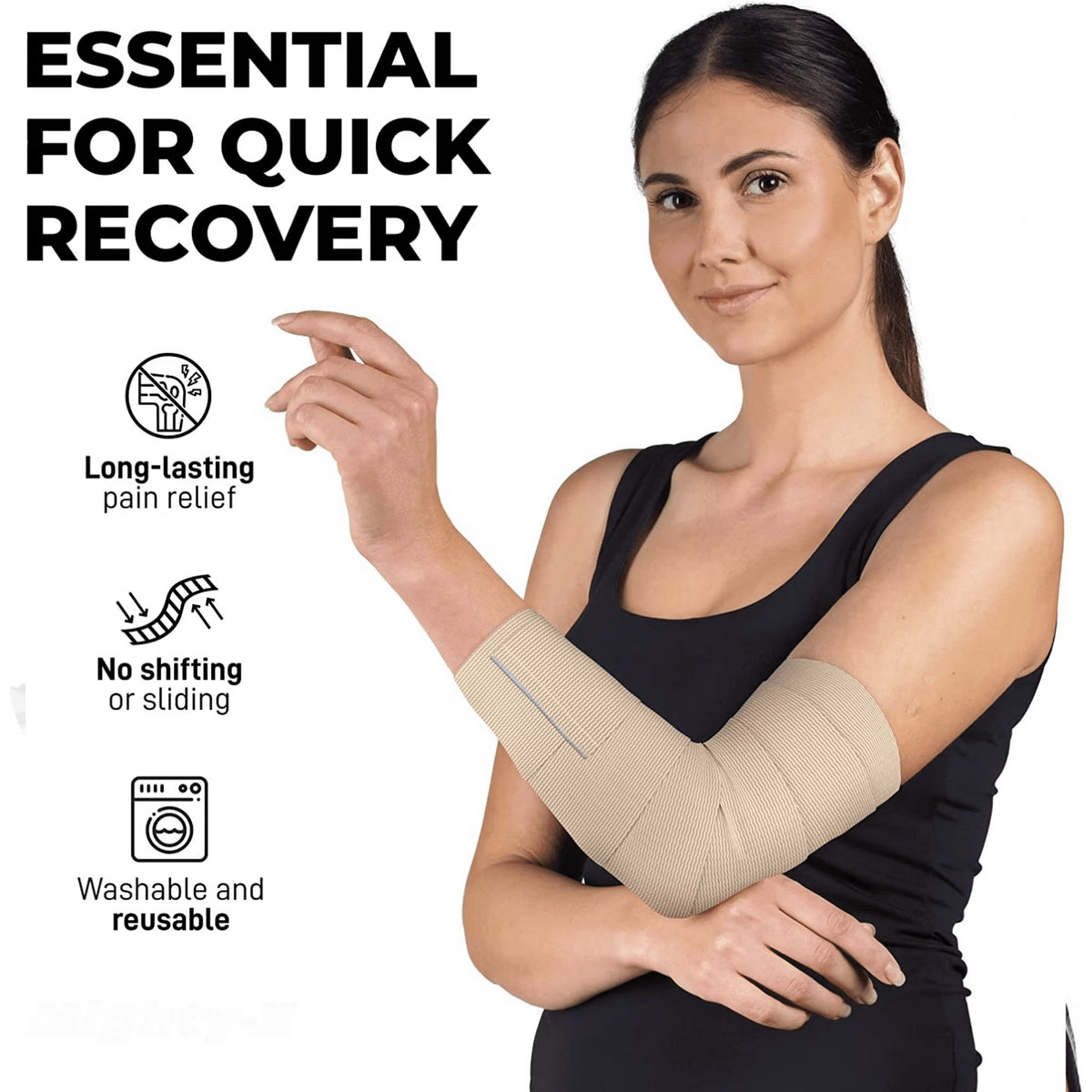 Naltars Cotton Elastic Bandage | Ace Wrap with Velcro Hook and Loop Closure | Reusable Compression Bandage